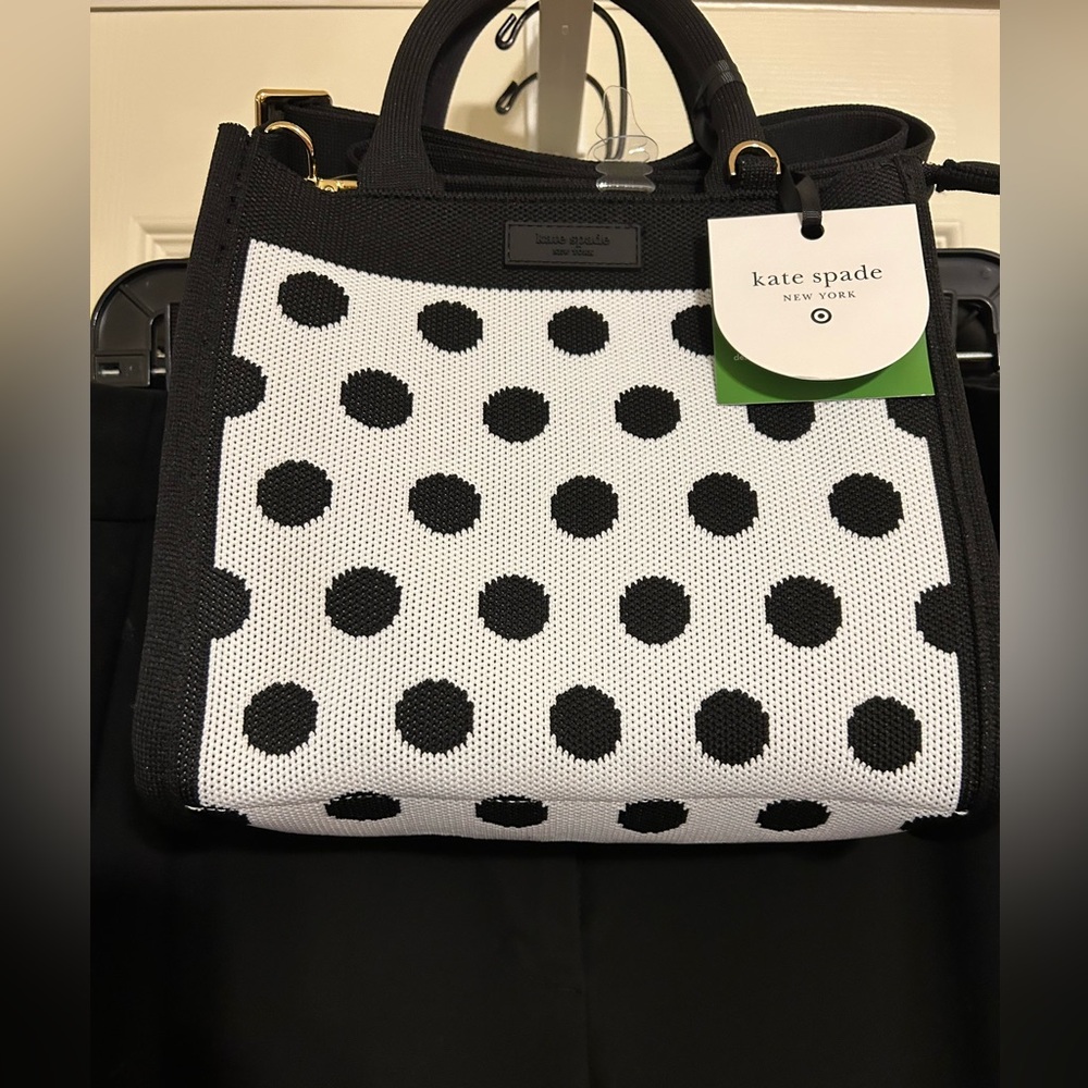 Kate Spade x Target Polka Dot Knit Crossbody Bag, Black/White, NWT